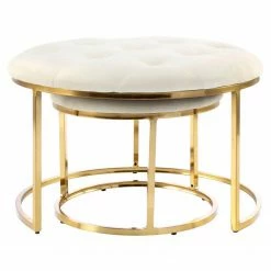 INSTYLE by Kayoom Polsterhocker Myla (2er-Set) - Weiß / Gold -Wohnzimmermöbel boutique en ligne 1000335715 220223 031 DETAILS P000000001000335715