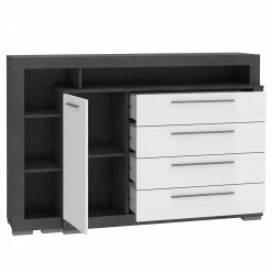 Loftscape Kommode Grünwald - Hochglanz Weiß / Anthrazit -Wohnzimmermöbel boutique en ligne 1000335798 220223 030 DETAILS P000000001000335798