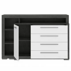 Loftscape Kommode Grünwald - Hochglanz Weiß / Anthrazit -Wohnzimmermöbel boutique en ligne 1000335798 220223 040 DETAILS P000000001000335798