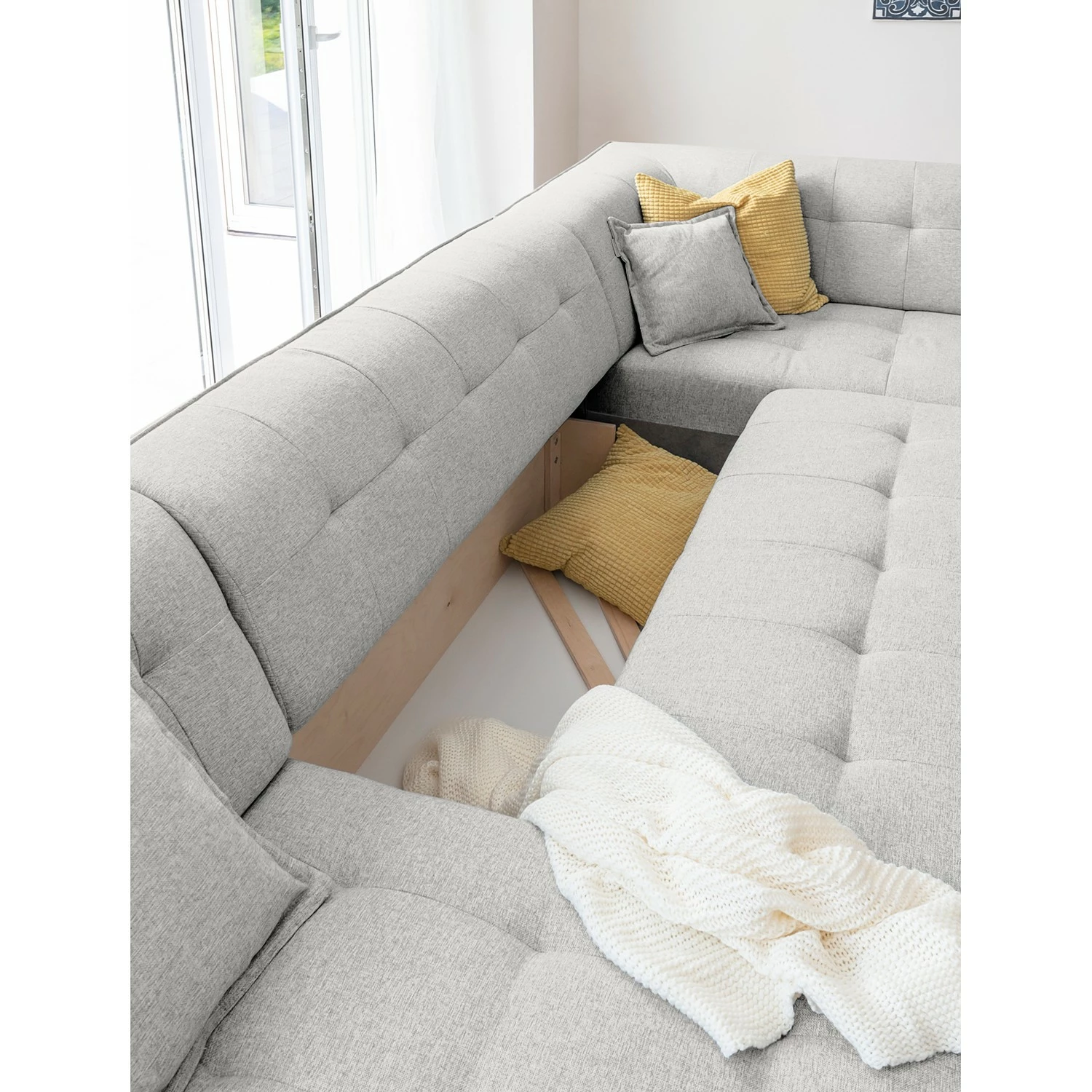 Norrwood Wohnlandschaft Surribas - Webstoff Lark: Hellgrau - Longchair davorstehend links / Ottomane rechts 8 Norrwood Wohnlandschaft Surribas - Webstoff Lark: Hellgrau - Longchair davorstehend links / Ottomane rechts – Bild 8