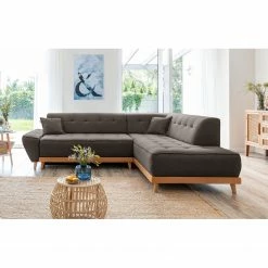 Norrwood Ecksofa Surribas II - Webstoff Lark: Anthrazit - Ottomane davorstehend rechts -Wohnzimmermöbel boutique en ligne 1000336925 220401 050 DETAILS P000000001000336925