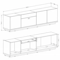 Loftscape TV-Lowboard Lahntal I - Hochglanz Weiß / Risseiche Dekor -Wohnzimmermöbel boutique en ligne 1000339999 220317 500 SKETCH DETAILS P000000001000339999 sketch