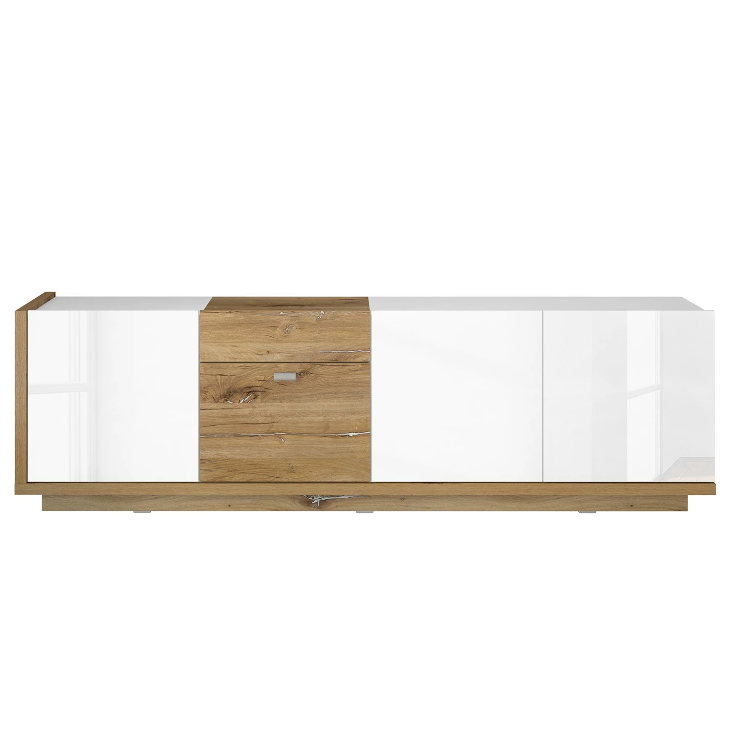 Loftscape TV-Lowboard Lahntal II - Hochglanz Weiß / Risseiche Dekor 4 Loftscape TV-Lowboard Lahntal II - Hochglanz Weiß / Risseiche Dekor – Bild 4