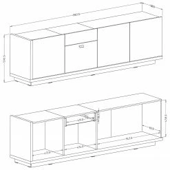 Loftscape TV-Lowboard Lahntal II - Hochglanz Weiß / Risseiche Dekor 9 Loftscape TV-Lowboard Lahntal II - Hochglanz Weiß / Risseiche Dekor -Wohnzimmermöbel boutique en ligne 1000340001 220317 500 SKETCH DETAILS P000000001000340001 sketch