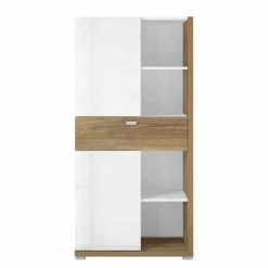 Loftscape Highboard Lahntal - Hochglanz Weiß / Risseiche Dekor -Wohnzimmermöbel boutique en ligne 1000340002 220317 040 DETAILS P000000001000340002