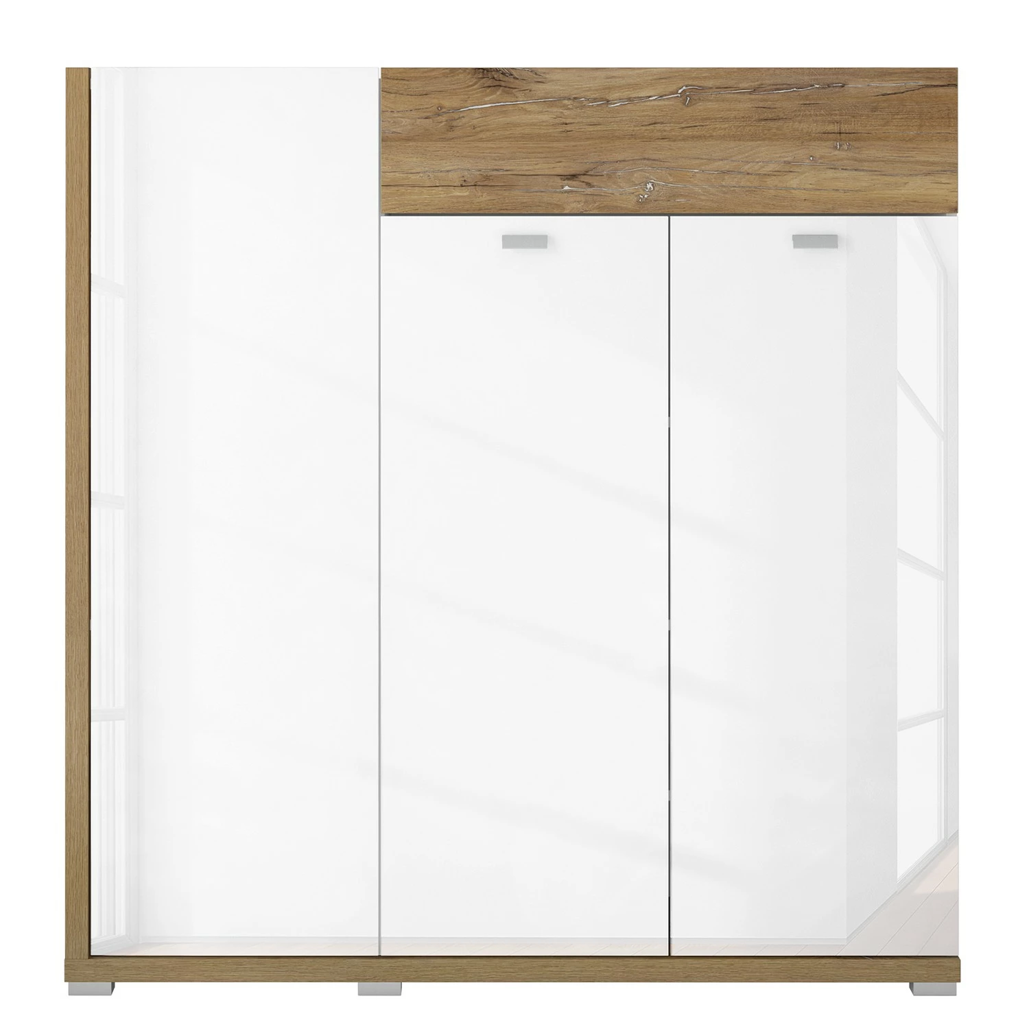 Loftscape Kommode Lahntal - Hochglanz Weiß / Risseiche Dekor 3 Loftscape Kommode Lahntal - Hochglanz Weiß / Risseiche Dekor – Bild 3