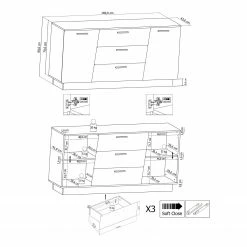 Fredriks Sideboard Reedley - Hochglanz Schwarz -Wohnzimmermöbel boutique en ligne 1000340455 220322 500 SKETCH DETAILS P000000001000340455 sketch