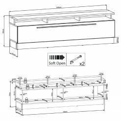 Fredriks TV-Wand Bylas (4-teilig) - Hochglanz Schwarz -Wohnzimmermöbel boutique en ligne 1000340457 220322 502 SKETCH DETAILS P000000001000340457 sketch