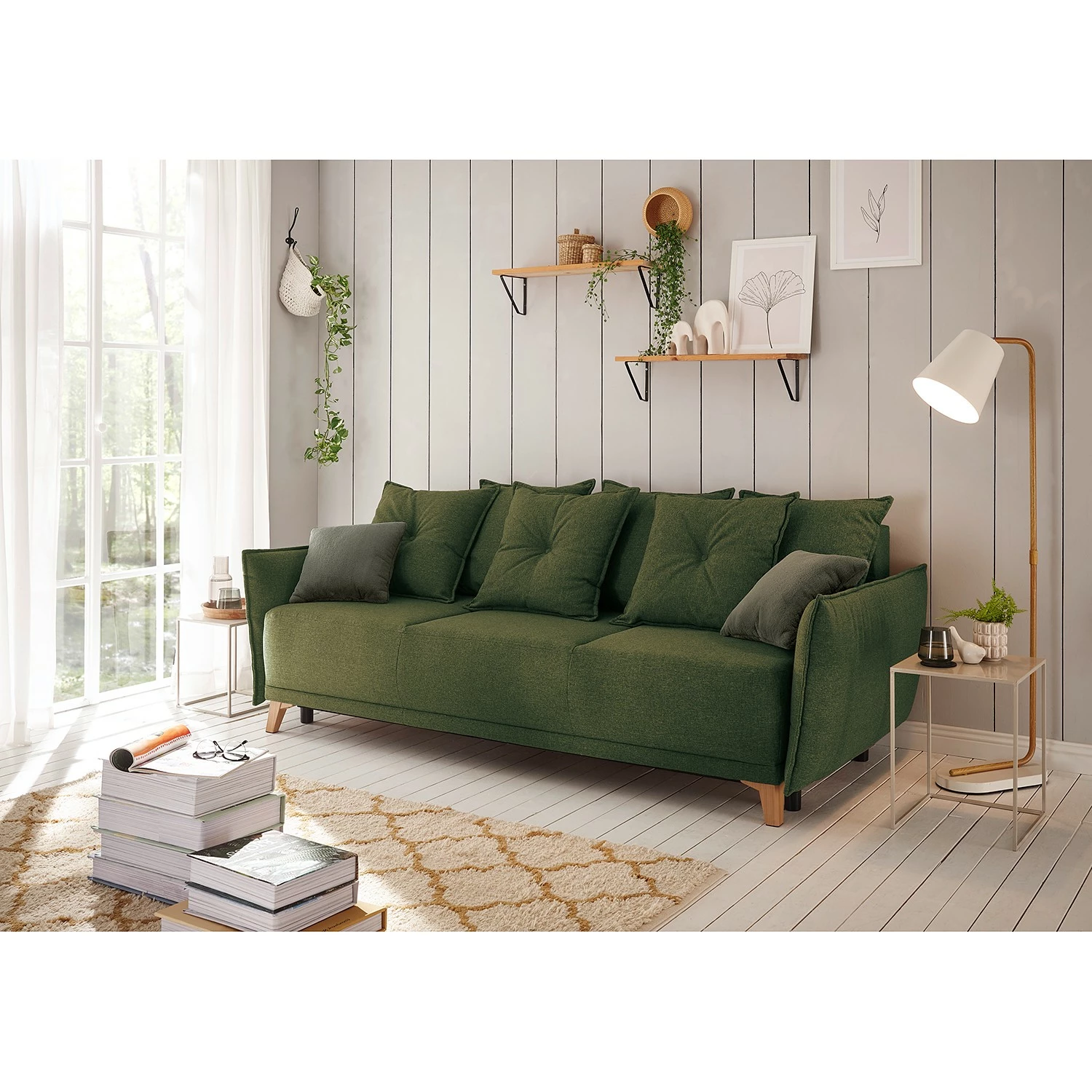 Mørteens Schlafsofa Rutherford - Webstoff Denga / Microfaser Laci: Antikgrün / Grün 2 Mørteens Schlafsofa Rutherford - Webstoff Denga / Microfaser Laci: Antikgrün / Grün – Bild 2