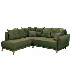 Mørteens Ecksofa Rutherford II - Webstoff Denga / Microfaser Laci: Antikgrün / Grün - Ottomane beidseitig montierbar