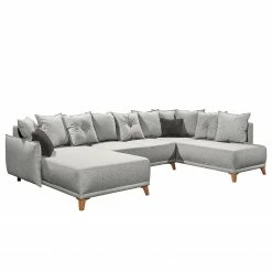 Mørteens Wohnlandschaft Rutherford - Webstoff Denga / Microfaser Laci: Silber / Anthrazit - Ottomane beidseitig montierbar -Wohnzimmermöbel boutique en ligne 1000340484 220513 040 DETAILS P000000001000340484