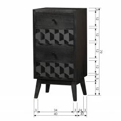 Red Living Beistelltisch Tyrone - Pinie Schwarz - Höhe: 79 cm -Wohnzimmermöbel boutique en ligne 1000342083 220401 500 SKETCH DETAILS P000000001000342083 sketch