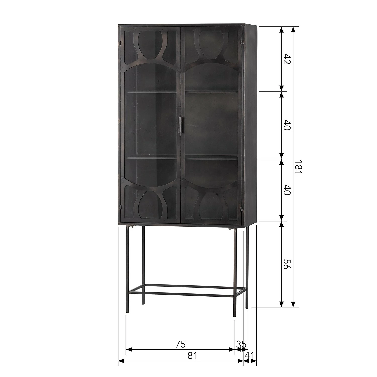 Red Living Vitrinenschrank Rustique - Metall - Antik Schwarz 9 Red Living Vitrinenschrank Rustique - Metall - Antik Schwarz – Bild 9