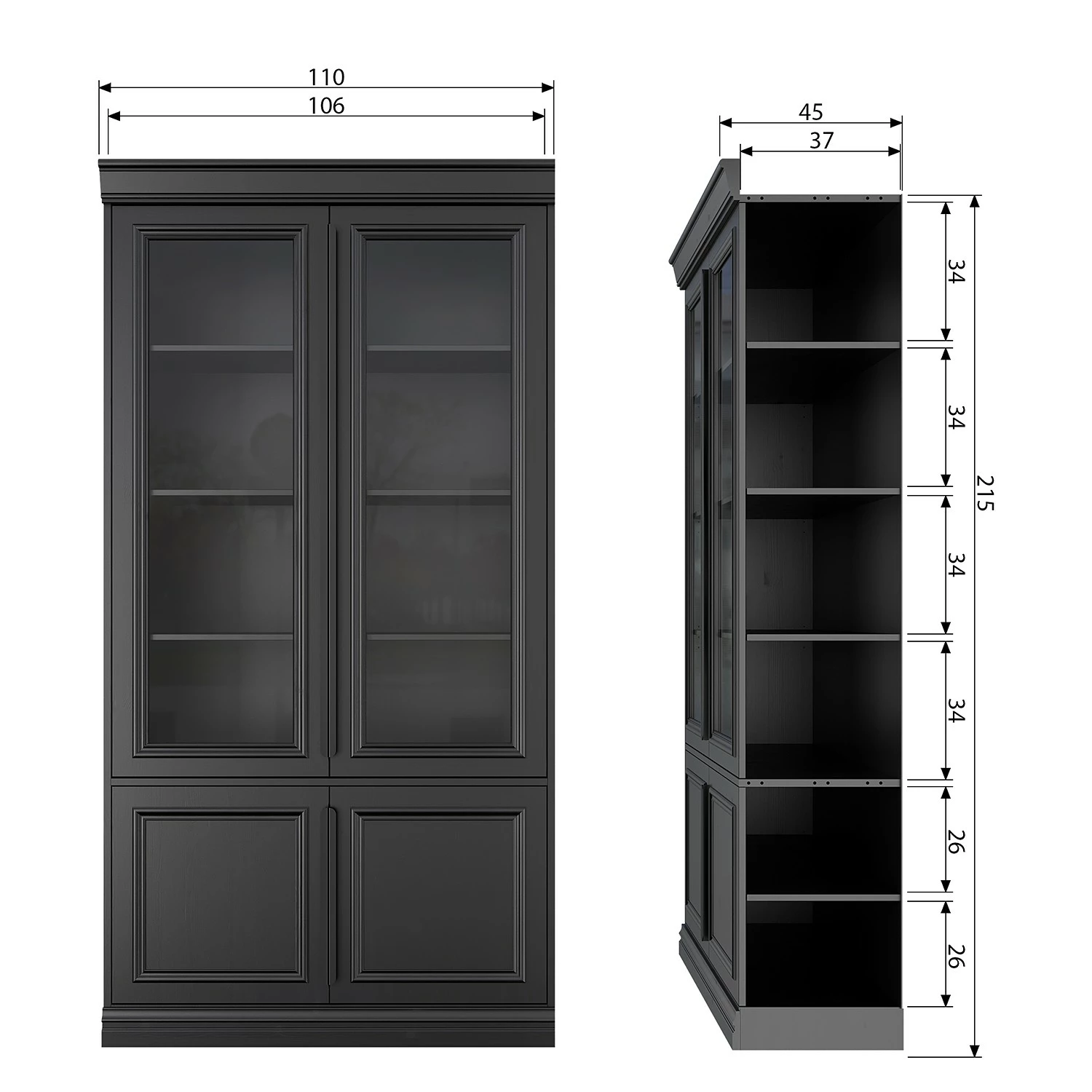 Red Living Vitrinenschrank Shady - Kiefer massiv - Schwarz 8 Red Living Vitrinenschrank Shady - Kiefer massiv - Schwarz – Bild 8