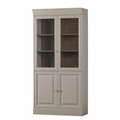 Ridgevalley Vitrinenschrank Solari - Kiefer massiv - Kiefer Grau