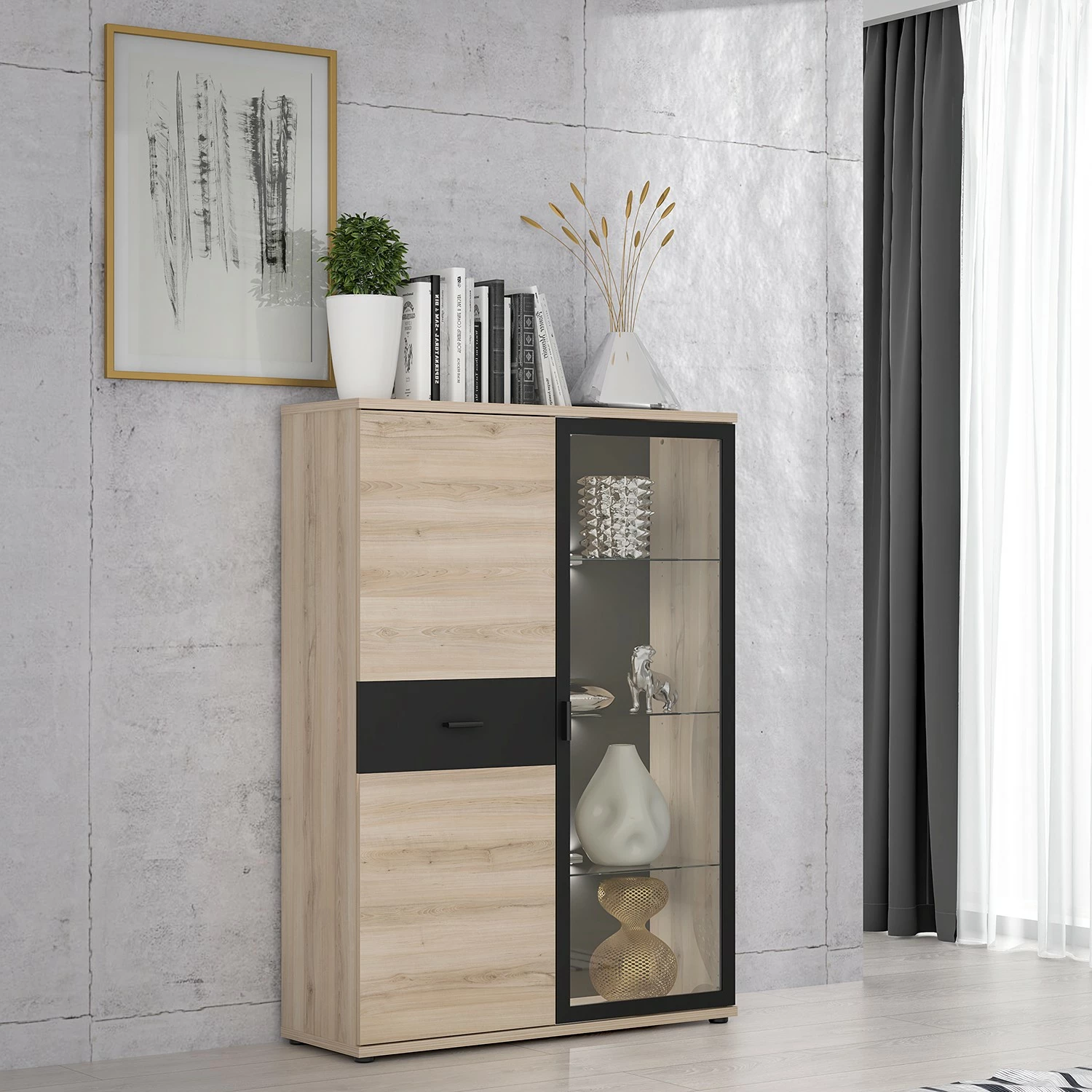 Loftscape Highboard Piemont - Inkl. Beleuchtung - Eiche Dekor 2 Loftscape Highboard Piemont - Inkl. Beleuchtung - Eiche Dekor – Bild 2