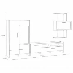 Loftscape Wohnwand Sahil (3-teilig) - Eiche Sorrento Grau Dekor / Schwarz -Wohnzimmermöbel boutique en ligne 1000342498 220331 500 SKETCH DETAILS P000000001000342498 sketch