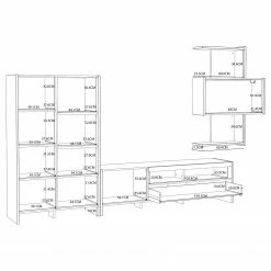 Loftscape Wohnwand Sahil (3-teilig) - Eiche Sorrento Grau Dekor / Schwarz -Wohnzimmermöbel boutique en ligne 1000342498 220331 501 SKETCH DETAILS P000000001000342498 sketch