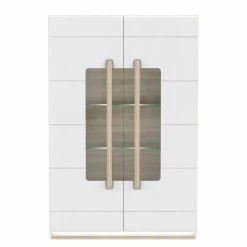 Loftscape Vitrinenschrank Toscana - Inkl. Beleuchtung - Hochglanz Weiß / Eiche Sonoma Dekor -Wohnzimmermöbel boutique en ligne 1000342510 220331 030 DETAILS P000000001000342510