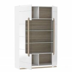 Loftscape Vitrinenschrank Toscana - Inkl. Beleuchtung - Hochglanz Weiß / Eiche Sonoma Dekor -Wohnzimmermöbel boutique en ligne 1000342510 220331 040 DETAILS P000000001000342510