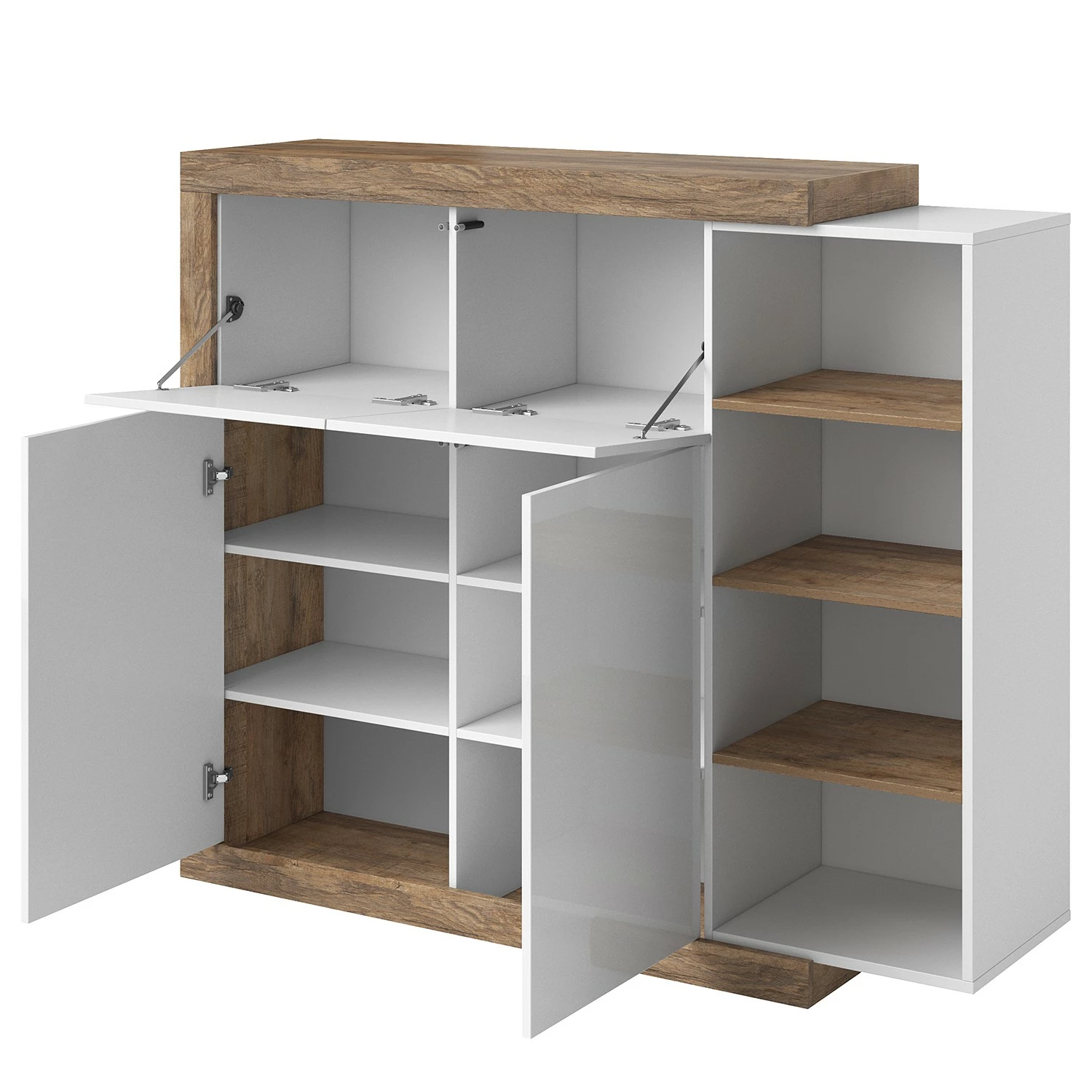 Loftscape Kommode Shipley - Hochglanz Weiß / Eiche Dekor 3 Loftscape Kommode Shipley - Hochglanz Weiß / Eiche Dekor – Bild 3