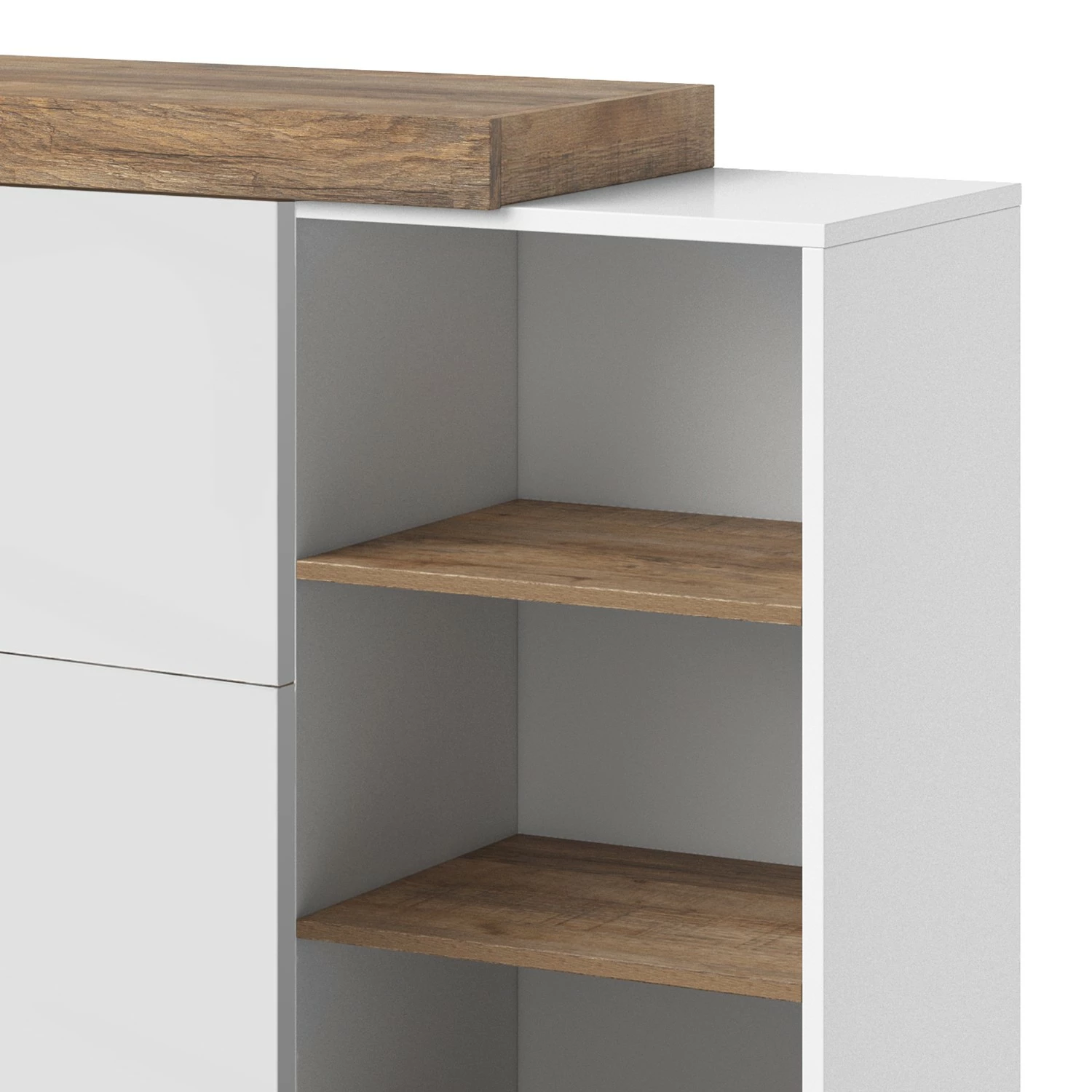 Loftscape Kommode Shipley - Hochglanz Weiß / Eiche Dekor 5 Loftscape Kommode Shipley - Hochglanz Weiß / Eiche Dekor – Bild 5