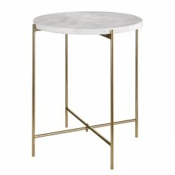 Butlers Beistelltisch MARBLE - Marmor / Eisen - Weiß