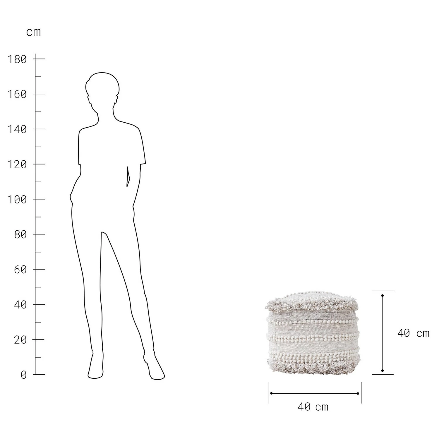 Butlers Pouf BOHO LOUNGE - Wolle - Creme 5 Butlers Pouf BOHO LOUNGE - Wolle - Creme – Bild 5