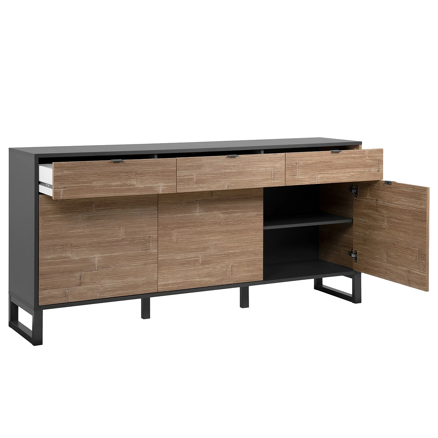 Loftscape Sideboard Mid West I - Bambus Dekor / Anthrazit 7 Loftscape Sideboard Mid West I - Bambus Dekor / Anthrazit – Bild 7