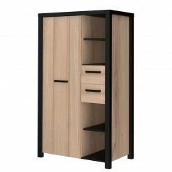 Red Living Highboard Westlock I - Esche Dekor / Schwarz