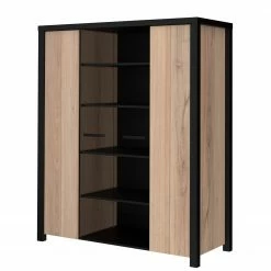 Red Living Highboard Westlock II - Esche Dekor / Schwarz