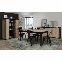 Red Living Highboard Westlock II - Esche Dekor / Schwarz -Wohnzimmermöbel boutique en ligne 1000344677 220414 021 MOOD DETAILS P000000001000344677 mood