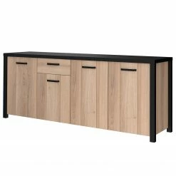 Red Living Sideboard Westlock II - Esche Dekor / Schwarz