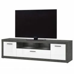 Loftscape TV-Lowboard Vetras II - Hochglanz Weiß / Beton Dekor