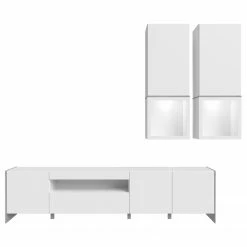 Loftscape Wohnwand Urban I (3-teilig) - Inkl. Beleuchtung - Weiß / Eiche Grau Dekor -Wohnzimmermöbel boutique en ligne 1000344681 220414 030 DETAILS P000000001000344681