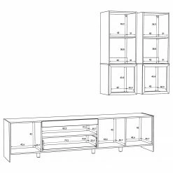 Loftscape Wohnwand Urban I (3-teilig) - Inkl. Beleuchtung - Weiß / Eiche Grau Dekor -Wohnzimmermöbel boutique en ligne 1000344681 220414 501 SKETCH DETAILS P000000001000344681 sketch