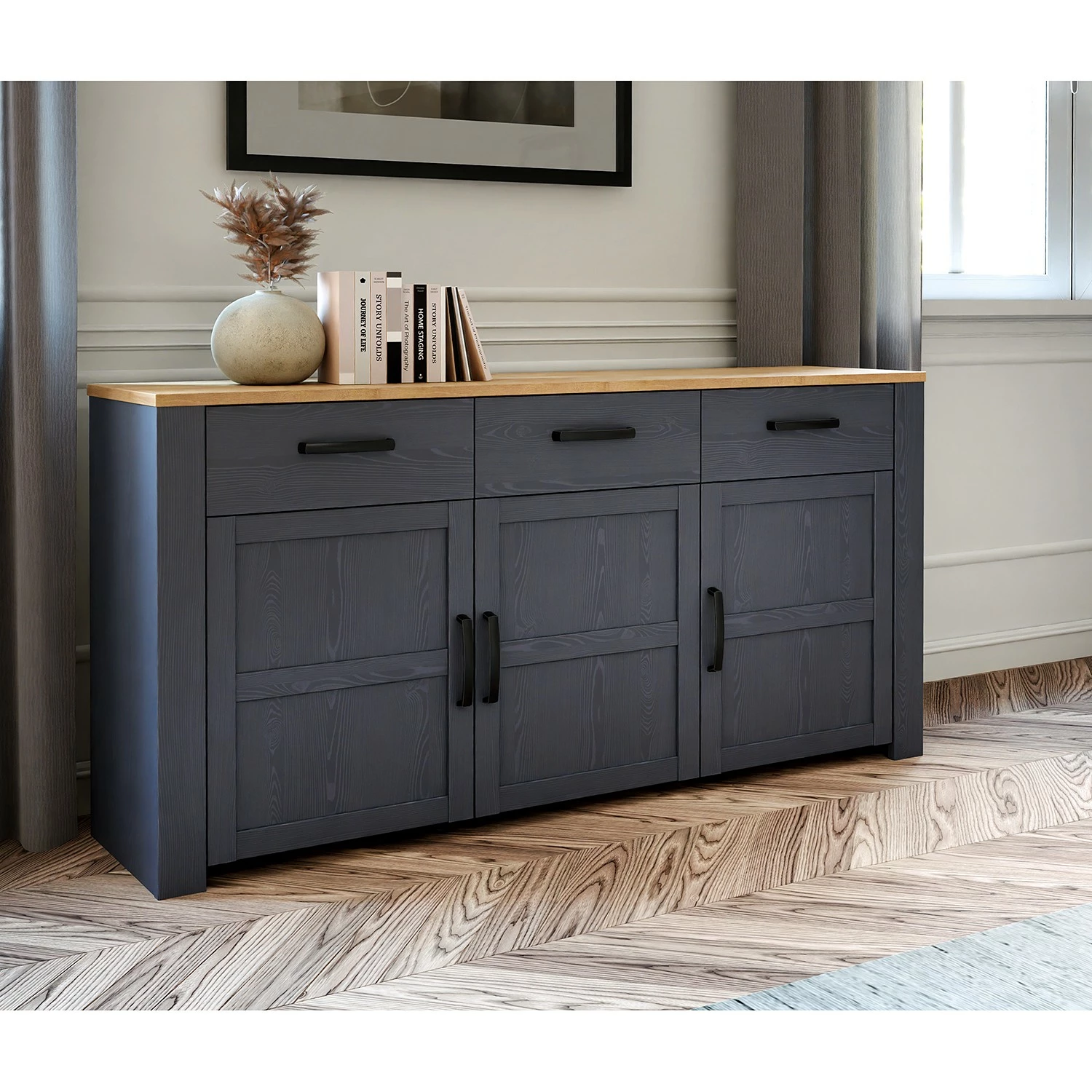 Ridgevalley Sideboard Vassia I - Eiche Navy Dekor / Eiche Riviera Dekor 2 Ridgevalley Sideboard Vassia I - Eiche Navy Dekor / Eiche Riviera Dekor – Bild 2