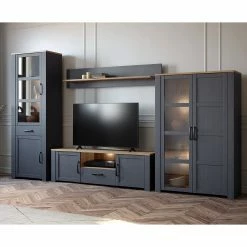 Ridgevalley Wohnwand Vassia II (4-teilig) - Eiche Navy Dekor / Eiche Riviera Dekor