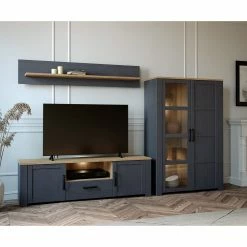 Ridgevalley Wohnwand Vassia I (3-teilig) - Eiche Navy Dekor / Eiche Riviera Dekor