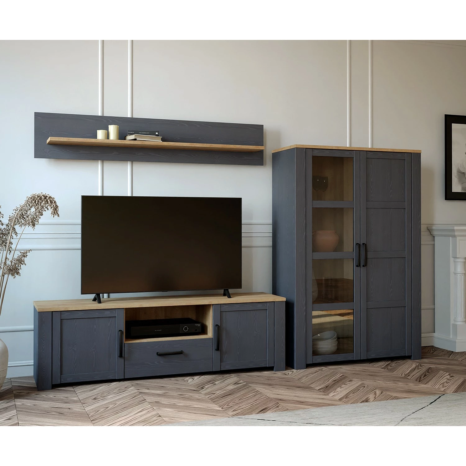 Ridgevalley Wohnwand Vassia I (3-teilig) - Eiche Navy Dekor / Eiche Riviera Dekor 2 Ridgevalley Wohnwand Vassia I (3-teilig) - Eiche Navy Dekor / Eiche Riviera Dekor – Bild 2