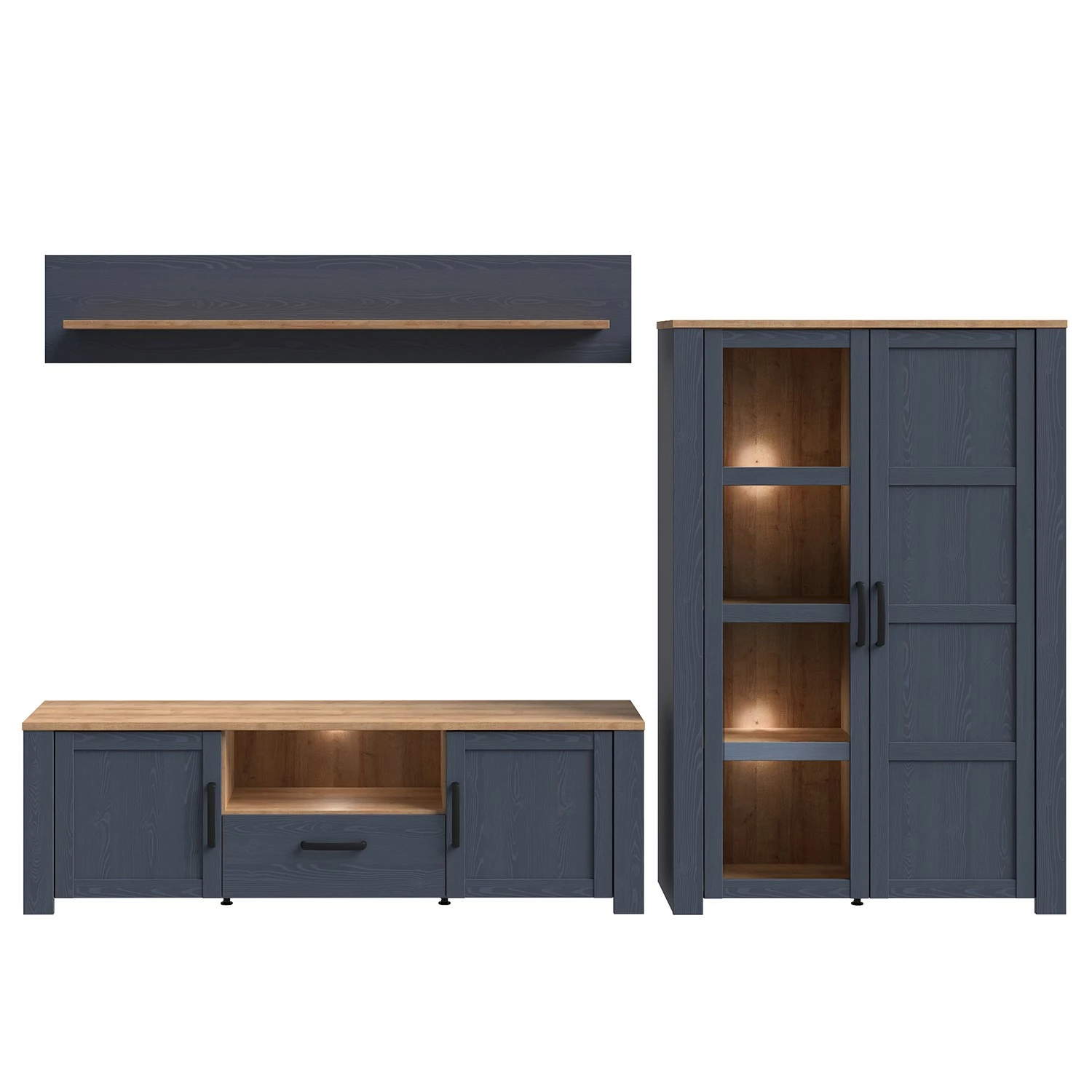 Ridgevalley Wohnwand Vassia I (3-teilig) - Eiche Navy Dekor / Eiche Riviera Dekor 3 Ridgevalley Wohnwand Vassia I (3-teilig) - Eiche Navy Dekor / Eiche Riviera Dekor – Bild 3