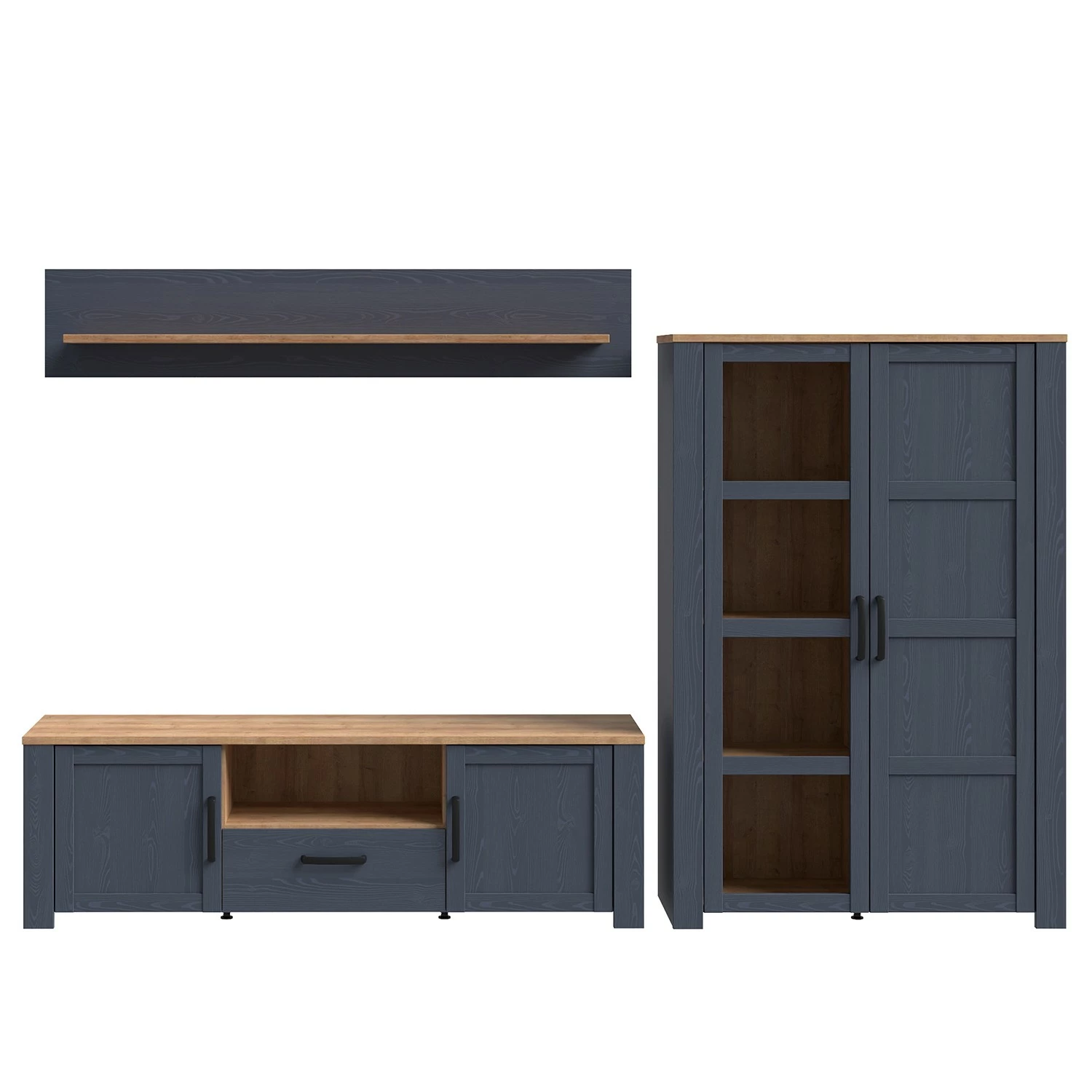 Ridgevalley Wohnwand Vassia I (3-teilig) - Eiche Navy Dekor / Eiche Riviera Dekor 4 Ridgevalley Wohnwand Vassia I (3-teilig) - Eiche Navy Dekor / Eiche Riviera Dekor – Bild 4