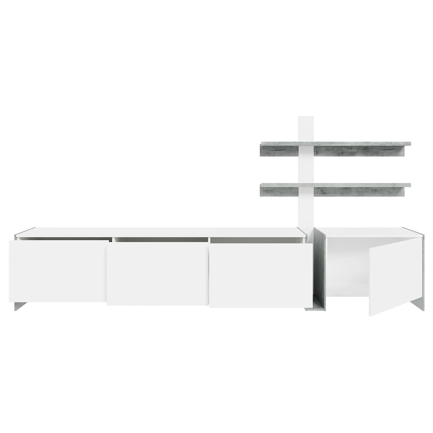 Loftscape Wohnwand Urban II (3-teilig) - Inkl. Beleuchtung - Weiß / Eiche Grau Dekor 5 Loftscape Wohnwand Urban II (3-teilig) - Inkl. Beleuchtung - Weiß / Eiche Grau Dekor – Bild 5