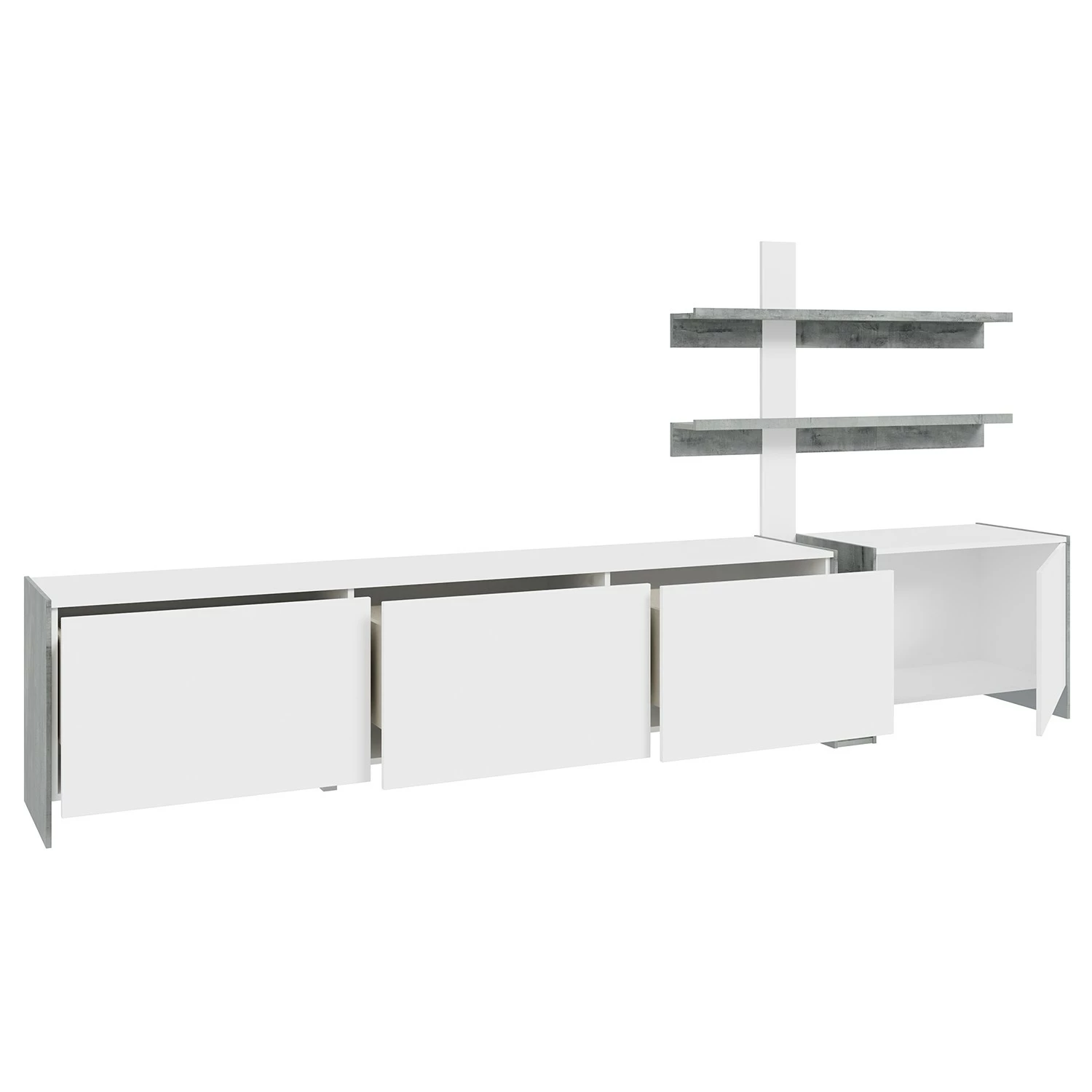 Loftscape Wohnwand Urban II (3-teilig) - Inkl. Beleuchtung - Weiß / Eiche Grau Dekor 6 Loftscape Wohnwand Urban II (3-teilig) - Inkl. Beleuchtung - Weiß / Eiche Grau Dekor – Bild 6