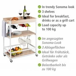 WENKO Servierwagen Rustico - Eiche Sonoma Dekor / Weiß -Wohnzimmermöbel boutique en ligne 1000345611 220412 080 DETAILS P000000001000345611