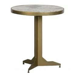 Red Living Beistelltisch Neerpelt - Marmor / Metall - Marmor Weiß / Messing