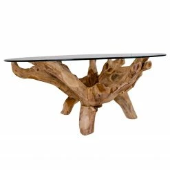 Naturoo Couchtisch Slobo - Glas / Teak massiv - Teak -Wohnzimmermöbel boutique en ligne 1000345914 220428 050 DETAILS P000000001000345914