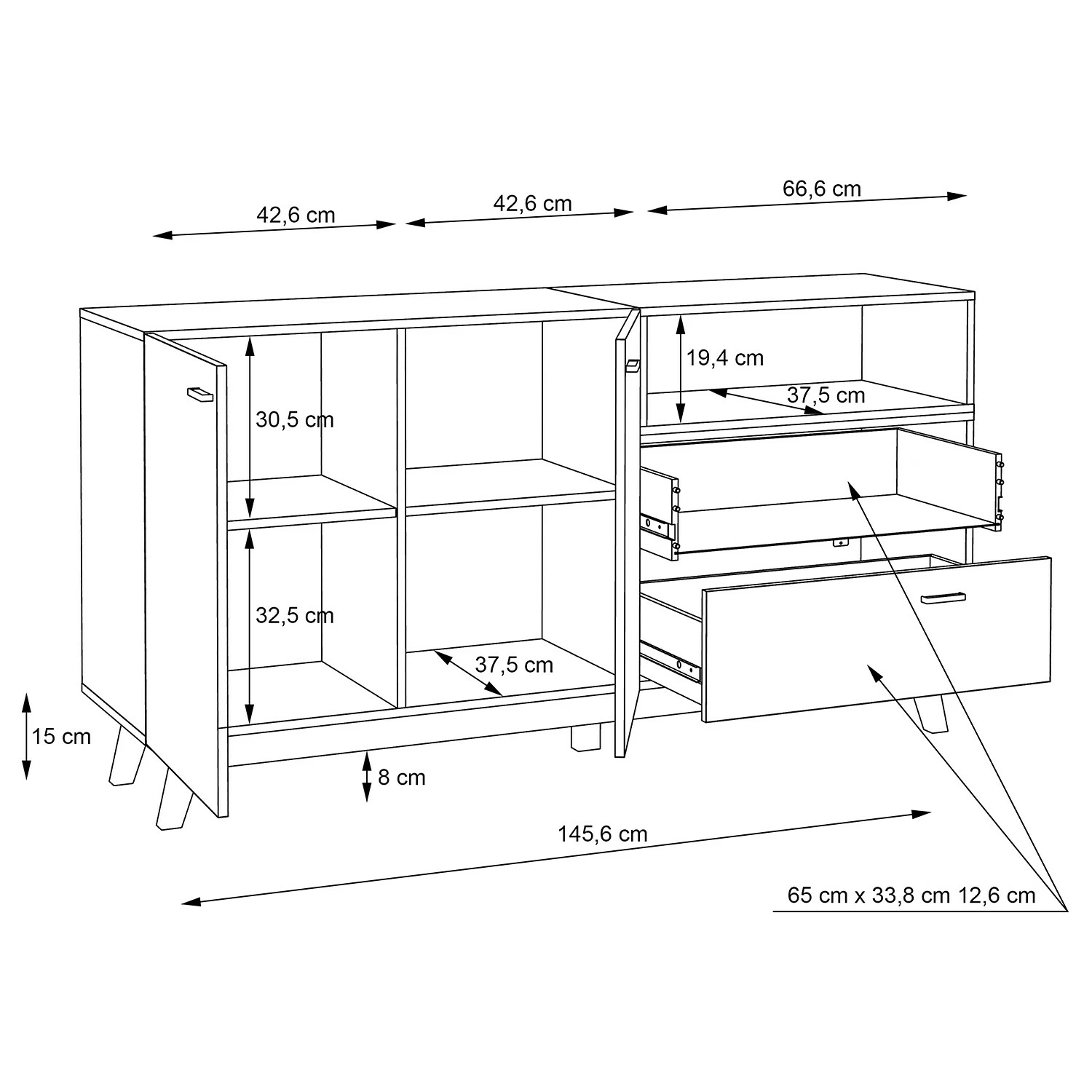 Loftscape Sideboard Pesaro I - Eiche Artisan Dekor / Schwarz 6 Loftscape Sideboard Pesaro I - Eiche Artisan Dekor / Schwarz – Bild 6