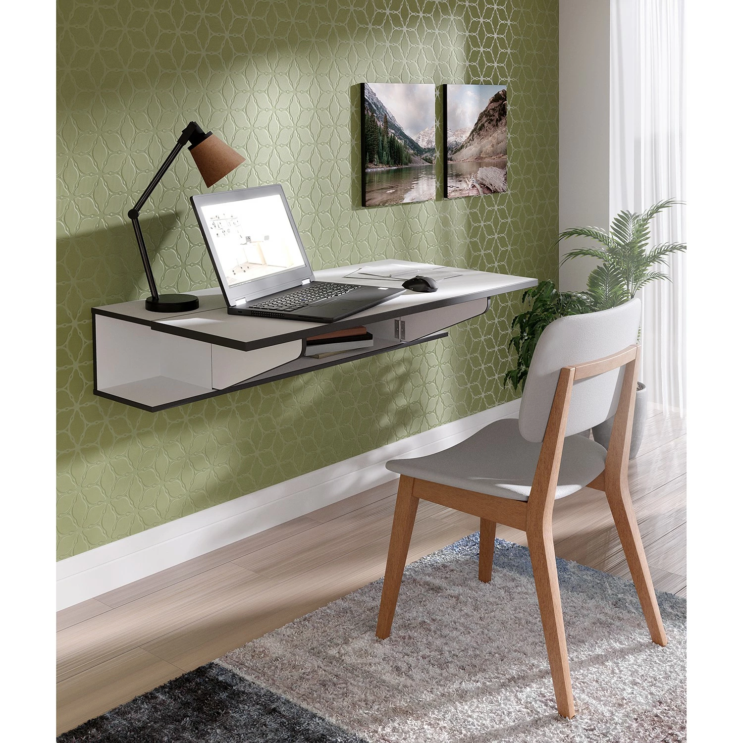 Fredriks Wandschreibtisch Warner - Weiß / Anthrazit 2 Fredriks Wandschreibtisch Warner - Weiß / Anthrazit – Bild 2