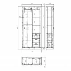 Ridgevalley Vitrinenschrank Shutter - Eiche Dekor -Wohnzimmermöbel boutique en ligne 1000348691 220505 501 SKETCH DETAILS P000000001000348691 sketch